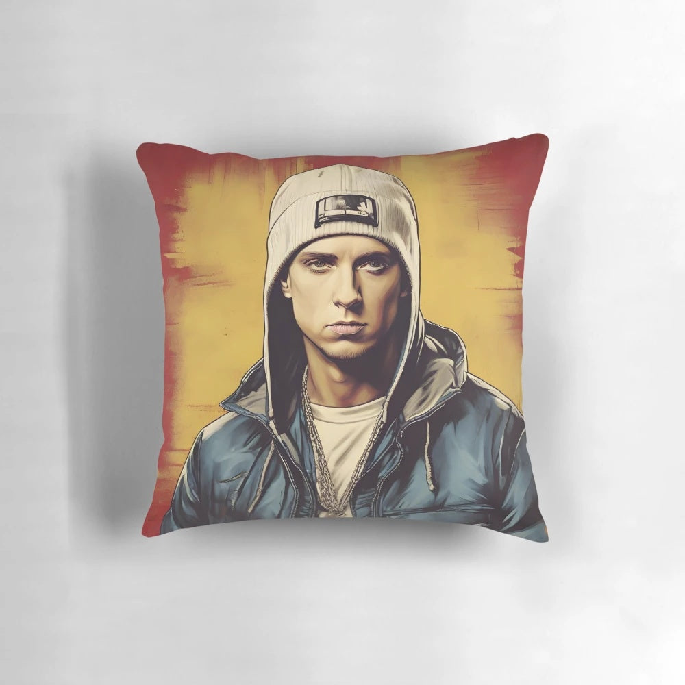 Eminem vintage poster pillow - iconic hip-hop music art