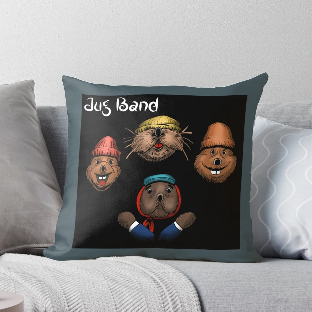 Decorative pillow featuring the Muppets' Emmet Otter's Jug Band