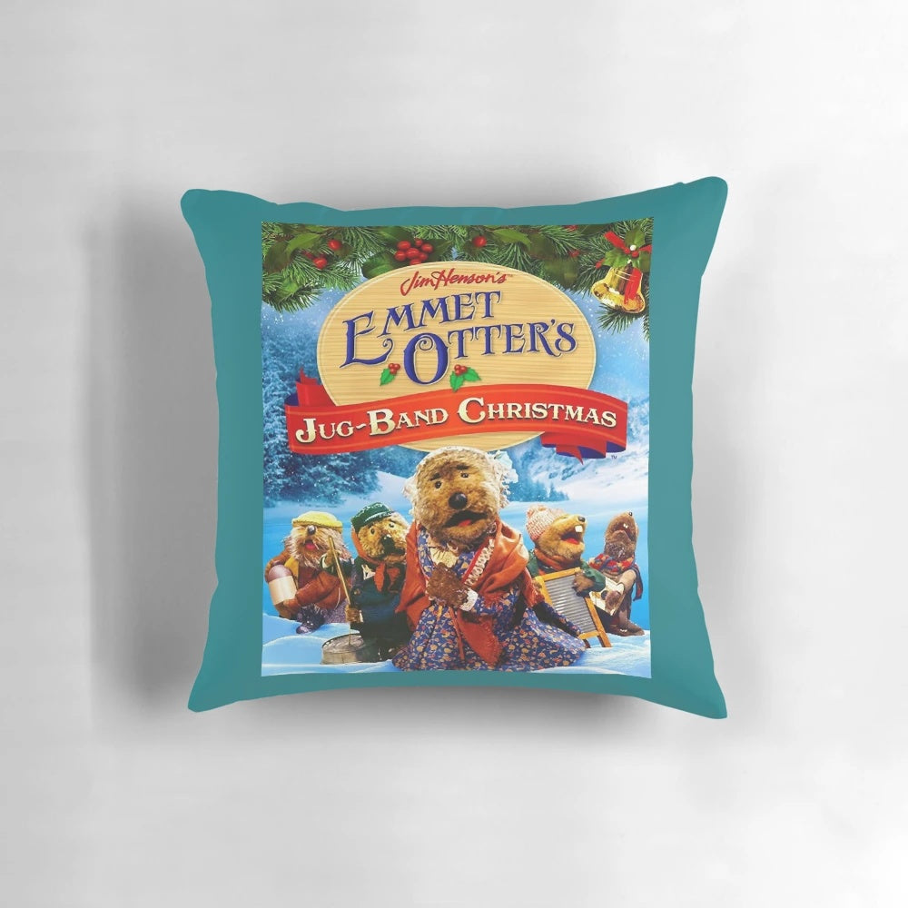 Emmett Otter's Jug Band Christmas Pillow, featuring the beloved characters from the Jim Henson Muppets holiday special.