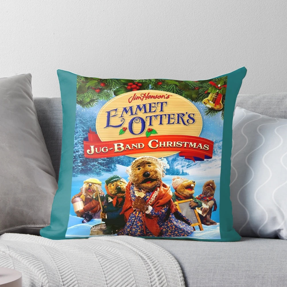 Emmett Otter's Jug Band Christmas Pillow, featuring the beloved characters from the Jim Henson Muppets holiday special.
