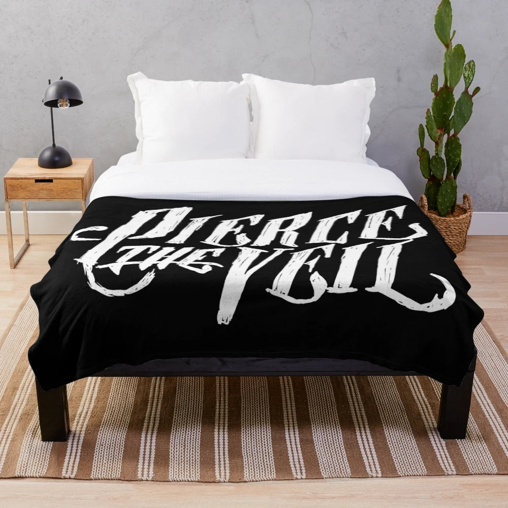 Pierce the Veil-themed plush blanket with the band's logo and name