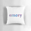 Emory University rainbow logo printed on a soft, plush pillow
