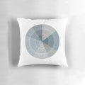Emotion and Feelings Wheel Pillow - a mental health therapy tool with ocean blue and black colors on a white background