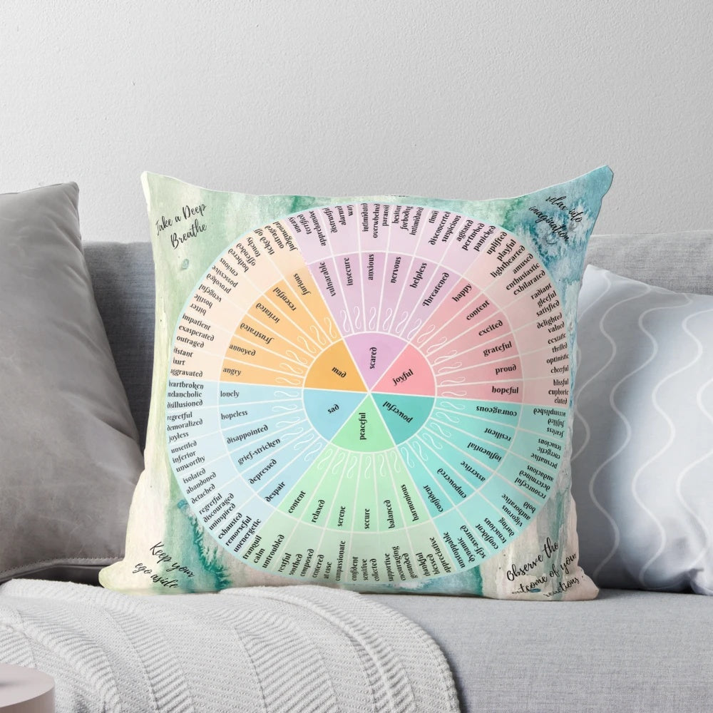 Emotion Wheel Pillow showcasing different feelings and emotions