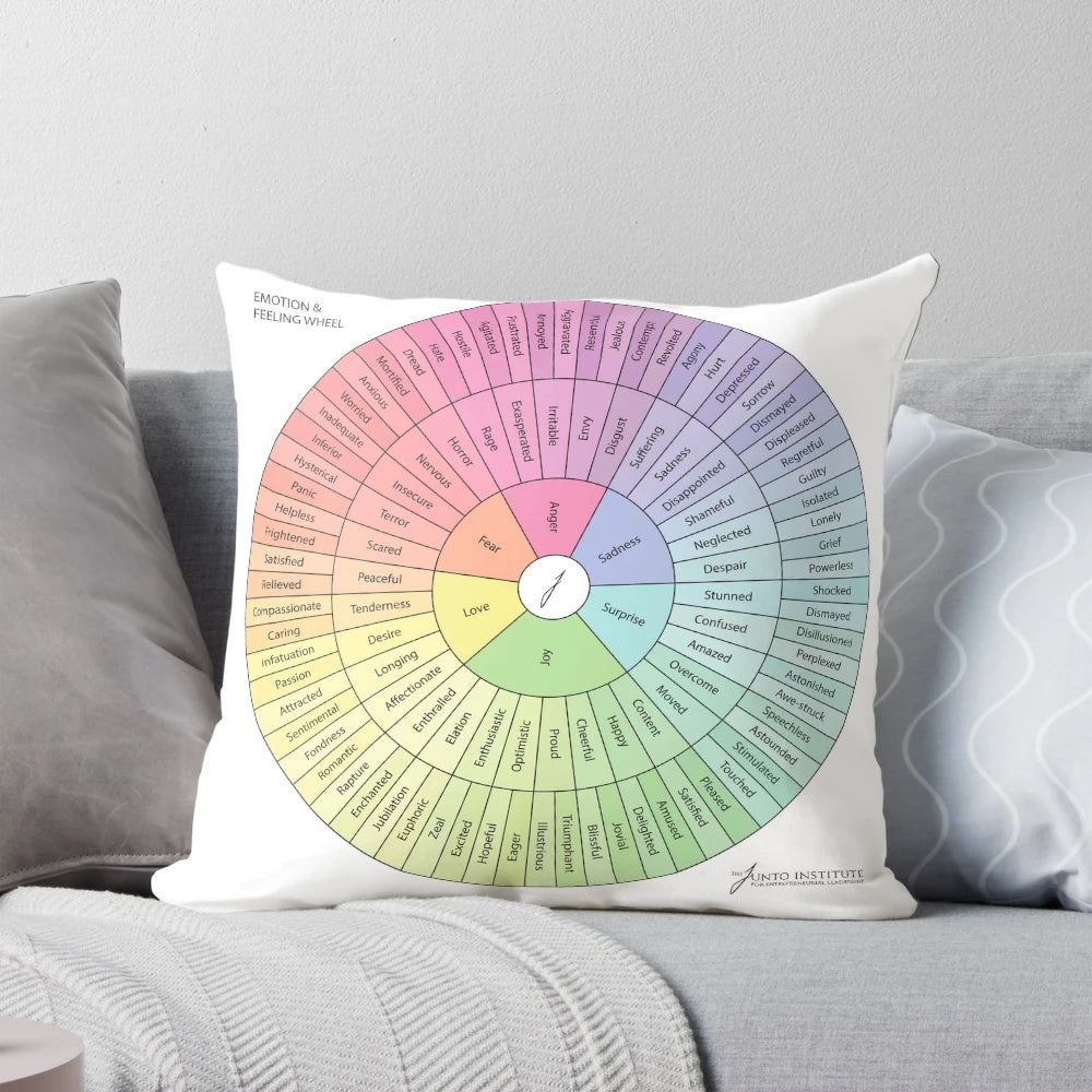 Emotion wheel pillow for personal growth and emotional intelligence