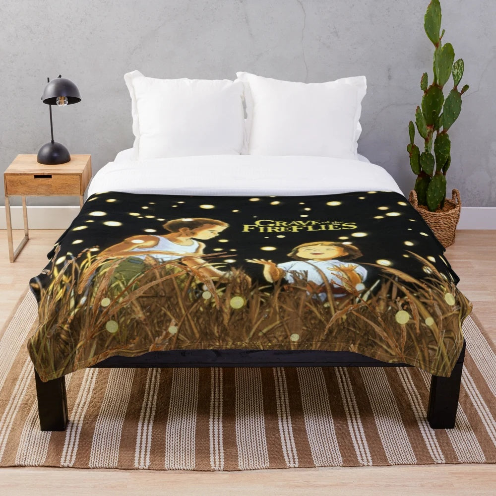 Soft and cozy plush blanket inspired by the classic 1980s anime film Grave of The Fireflies