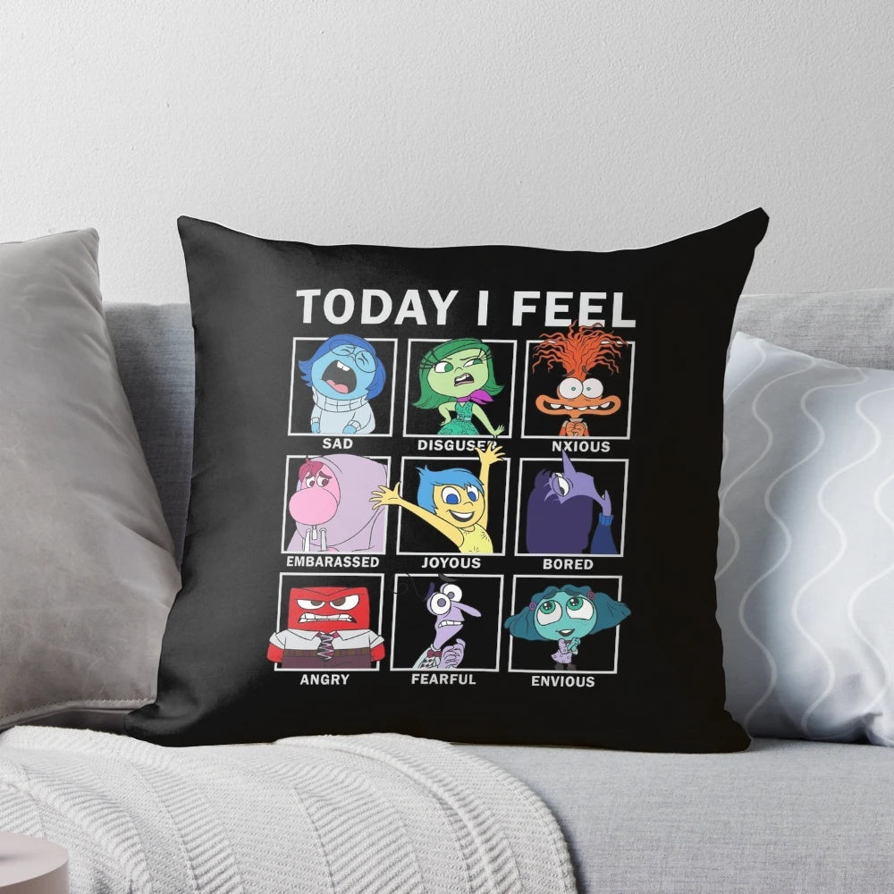 Inside Out Pillow featuring Joy, Sadness, Anger, Disgust, and Fear characters