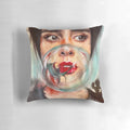 Vibrant watercolor-inspired abstract design on a plush throw pillow for a calming home accent.