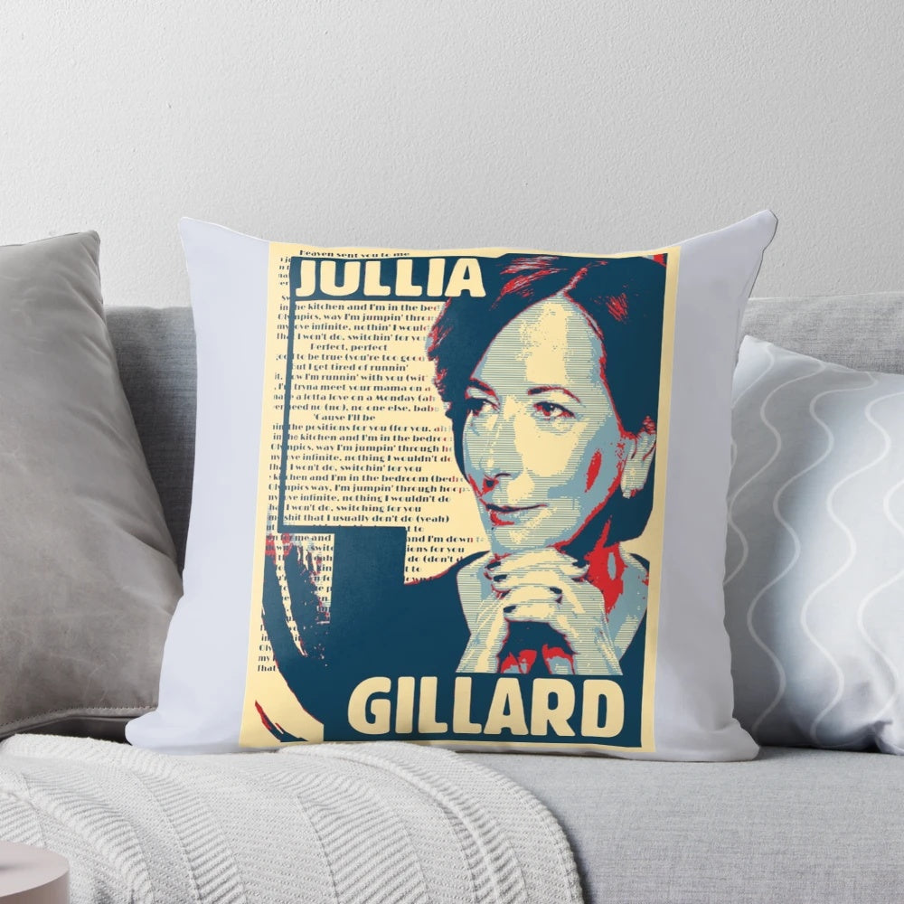 Soft, plush pillow featuring former Australian Prime Minister Julia Gillard, a powerful advocate for women's empowerment.