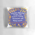 Ruth Bader Ginsburg feminist pillow with floral design and inspirational quote