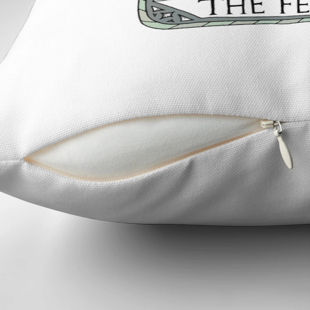 Decorative pillow featuring feminist symbols and empowering design