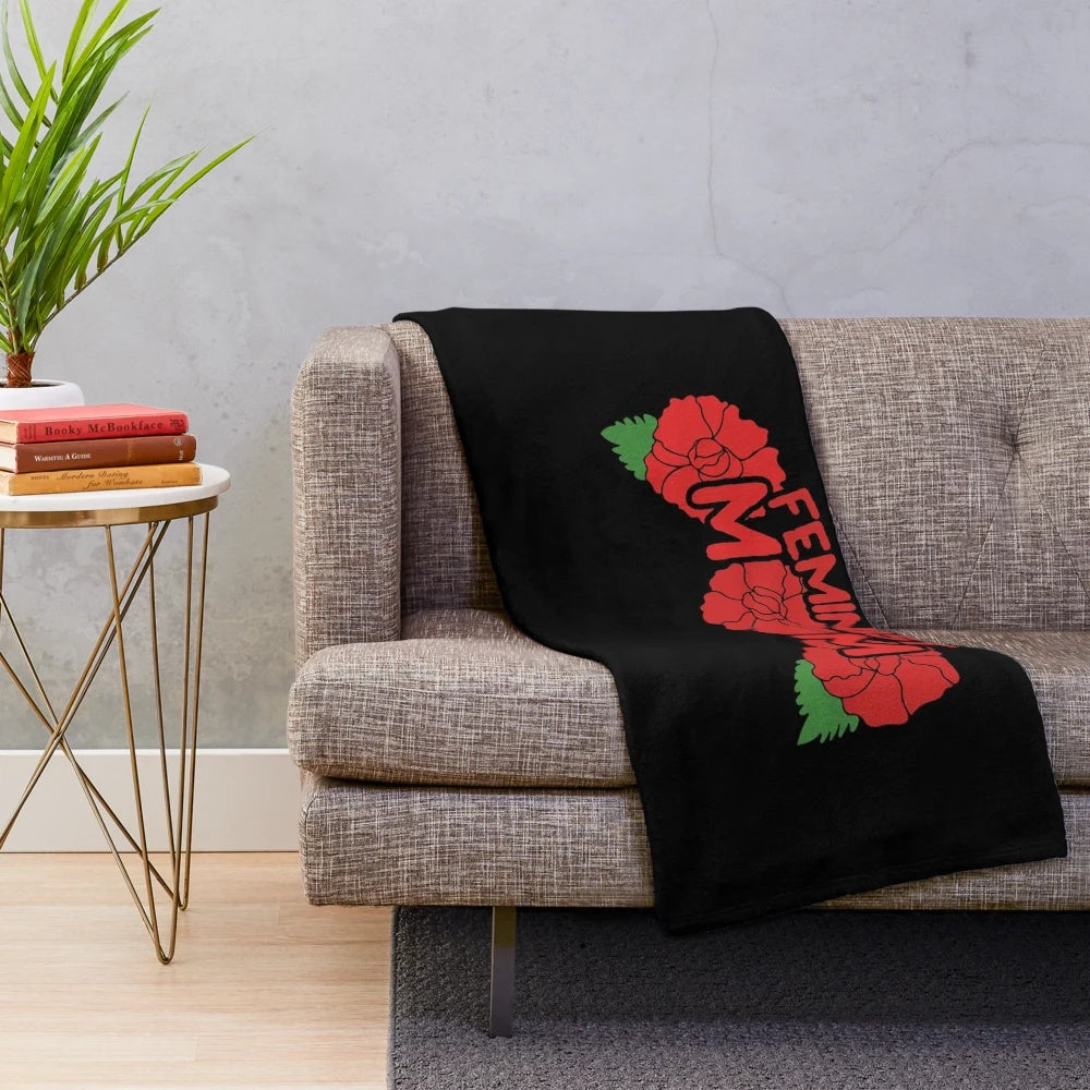 Soft, plush blanket featuring a feminist mom design