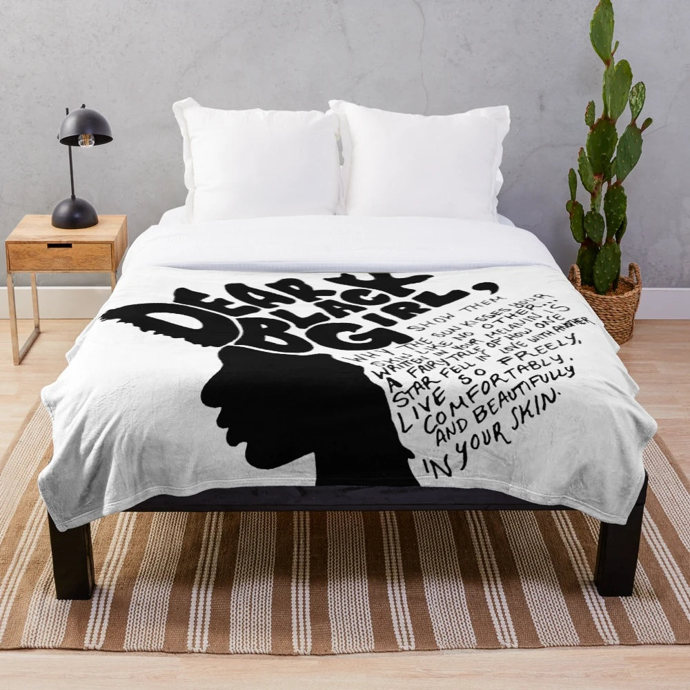 Plush blanket featuring an inspirational design for black girls