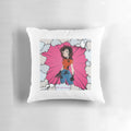 A colorful pillow depicting characters from the Endo Chronicles comic series, designed to raise awareness and support for those living with endometriosis.