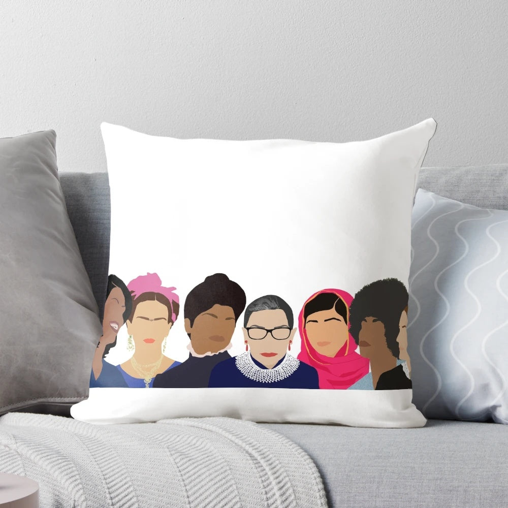 Feminist Pillow Featuring Portraits of Iconic Women Activists and Leaders