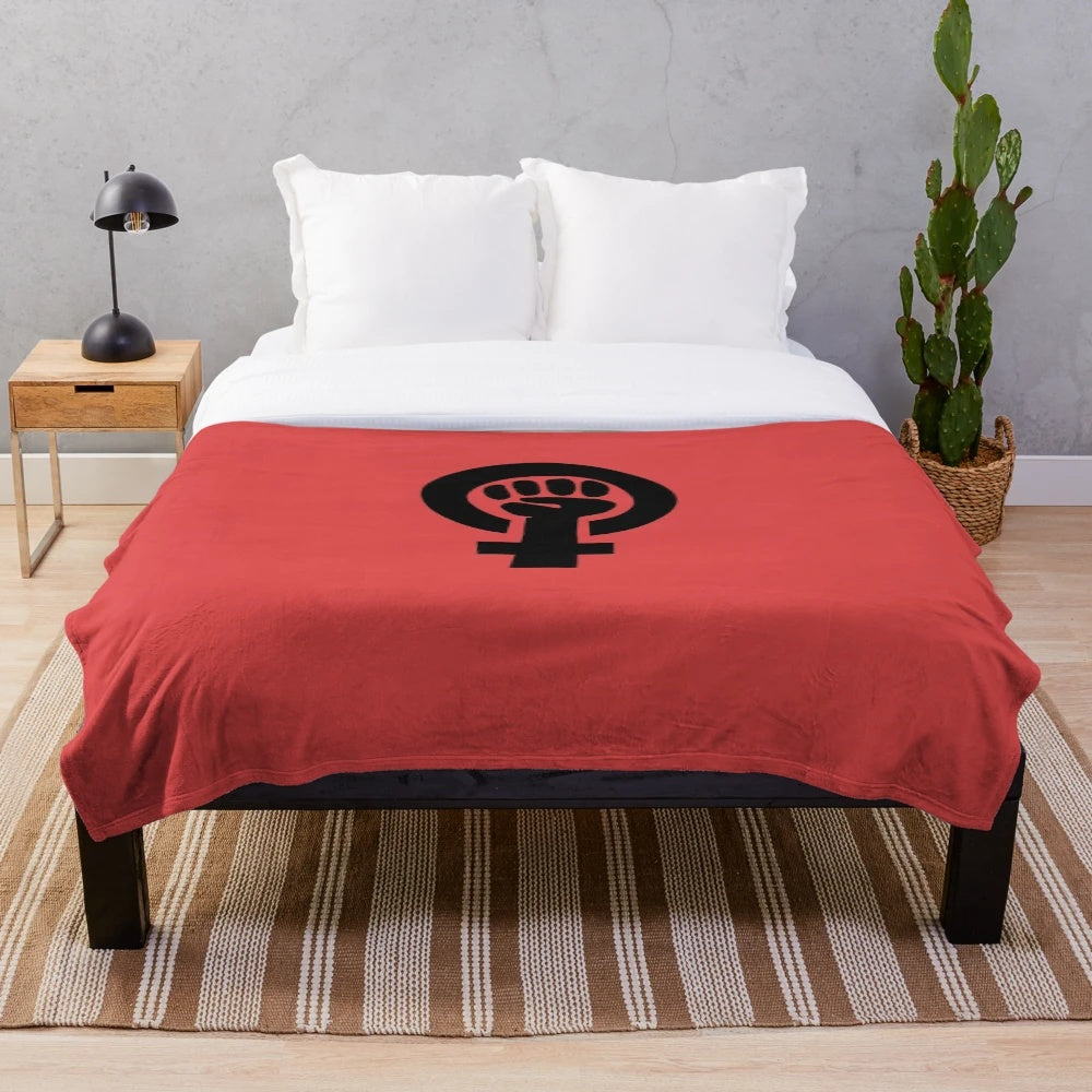Soft and plush feminist symbol blanket for cozy home decor