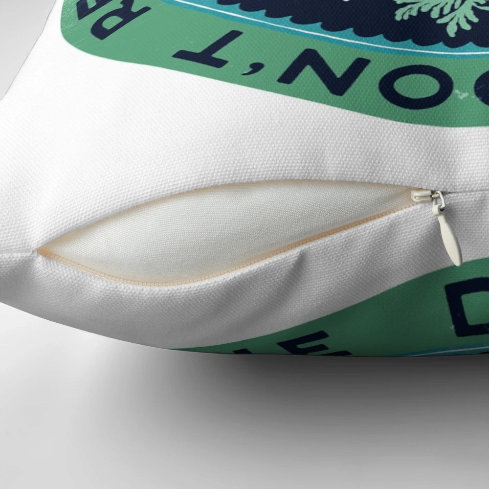 Decorative throw pillow with a floral bouquet design and the text "We Repeat What We Don't Repair