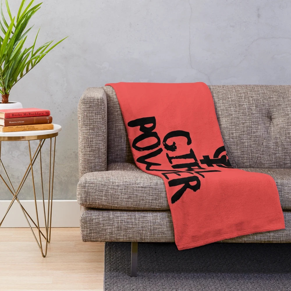 Girl Power Plush Blanket featuring a feminist symbol and inspirational design