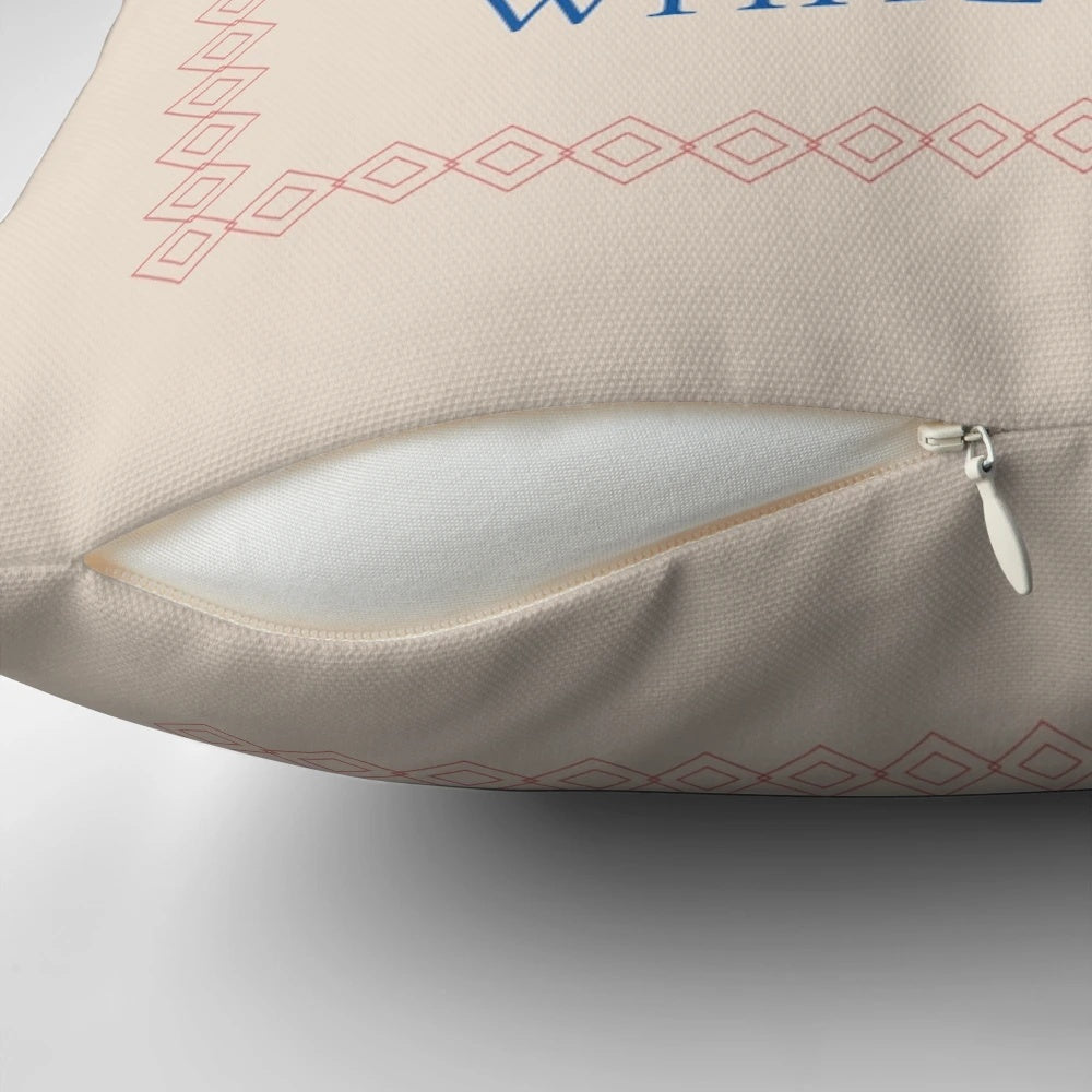 A decorative pillow with the text "A Woman's Place is in the White House"