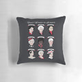 Throw pillow set featuring portraits of inspiring female scientists like Marie Curie, Rosalind Franklin, and Ada Lovelace.