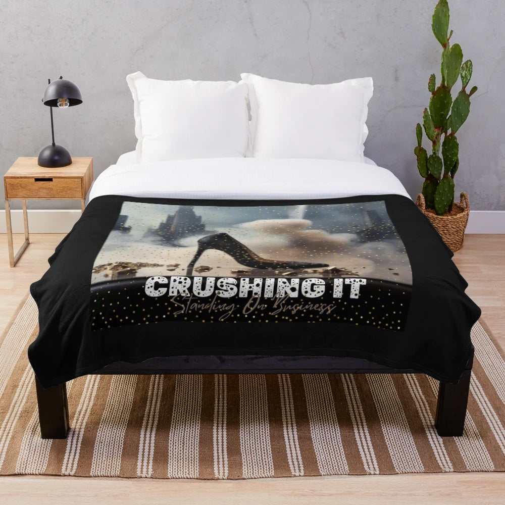 Plush blanket with a confident and stylish businesswoman design