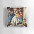 Penciled version of Empress Sissi portrait on a decorative pillow, featuring Romy Schneider's iconic character.