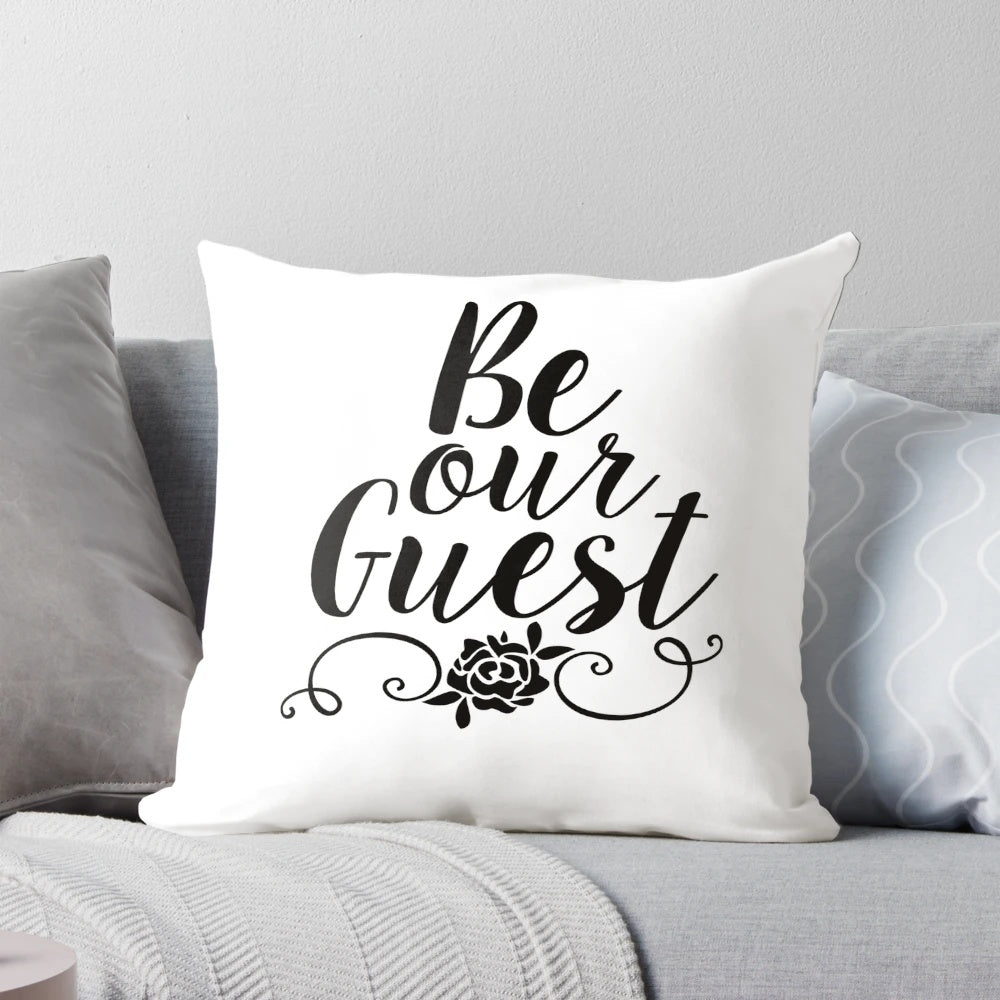 Disney "Be Our Guest" pillow featuring characters from Beauty and the Beast