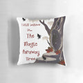 A whimsical throw pillow featuring the iconic Magic Faraway Tree from Enid Blyton's beloved children's book series.