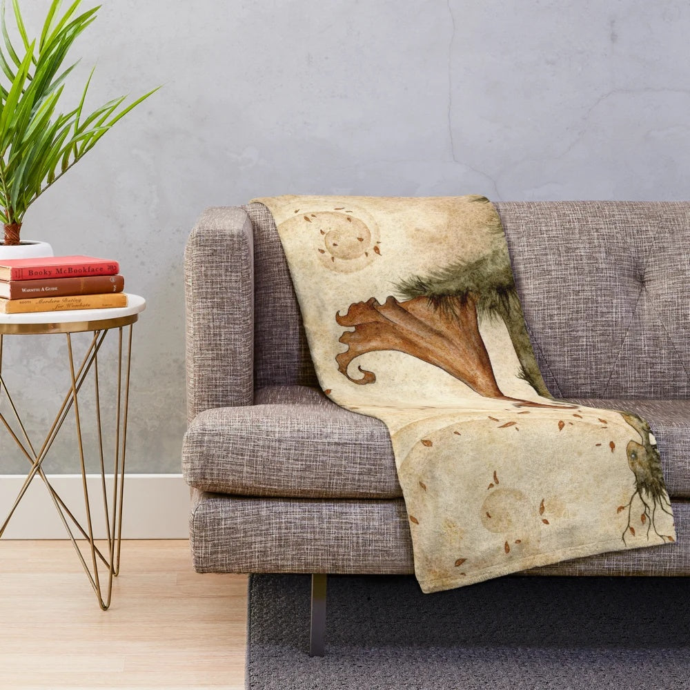 Autumn Plush Blanket with Fantasy Watercolor Design