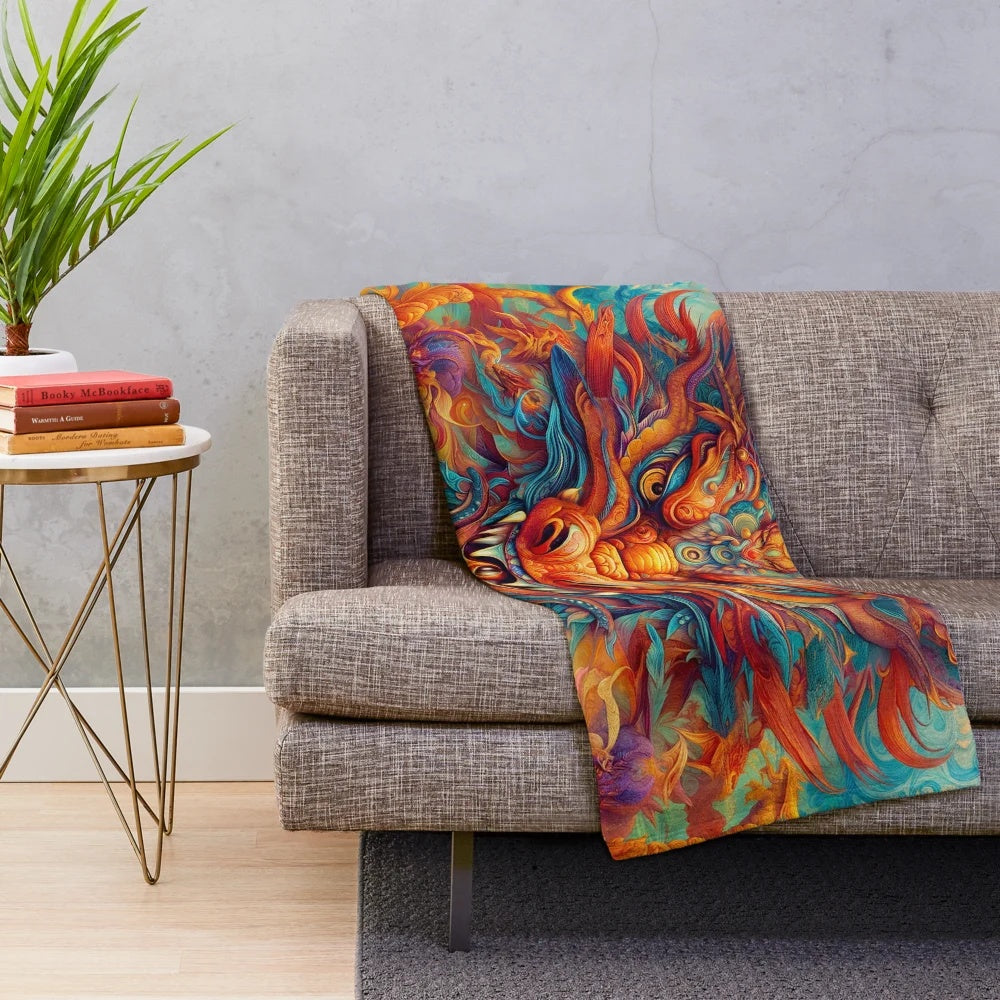 Cozy plush blanket with fantasy dragon design