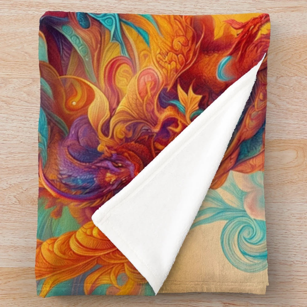 Cozy plush blanket with fantasy dragon design