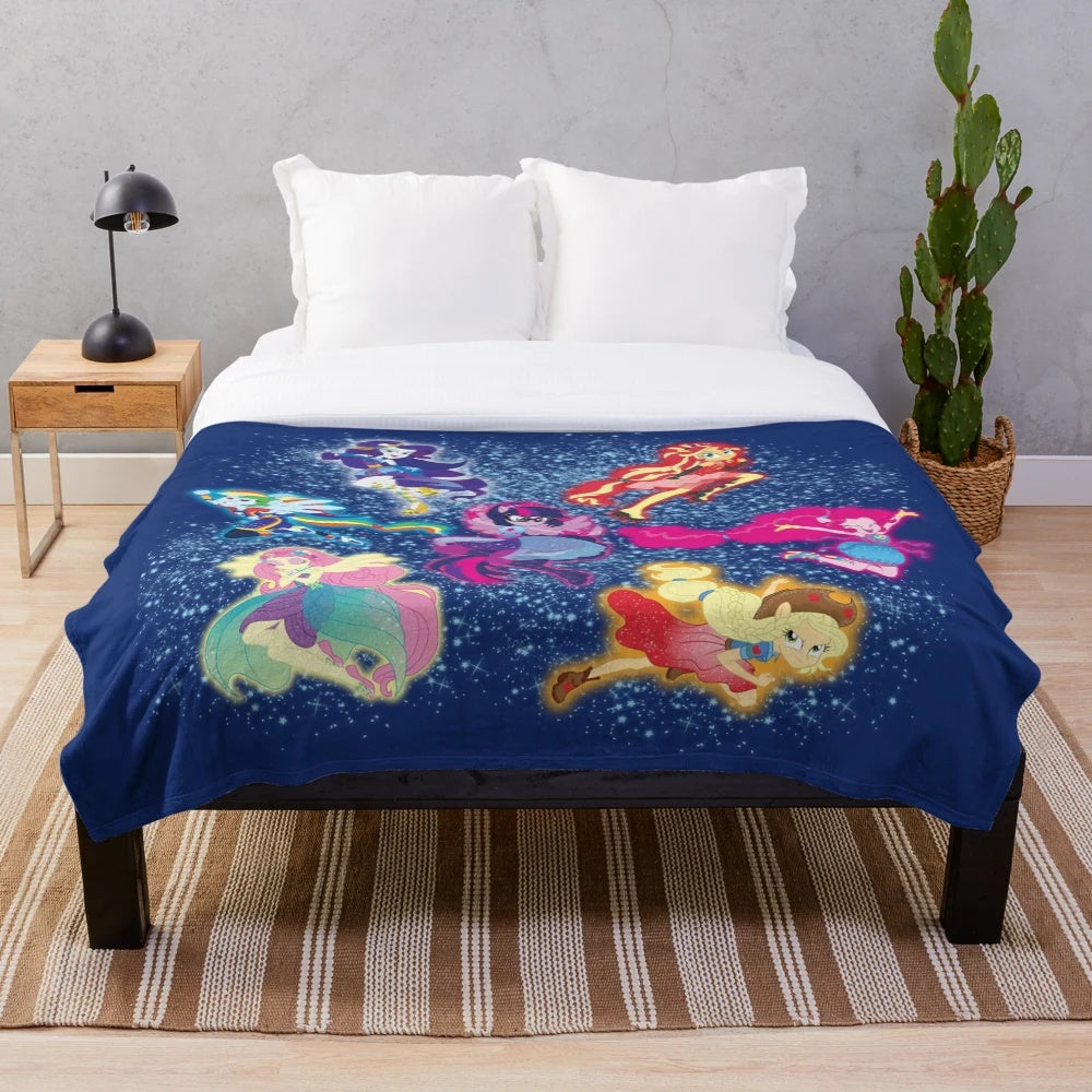 Enchanted Equestria Girls Plush Blanket featuring Twilight Sparkle, Pinkie Pie, and other popular characters