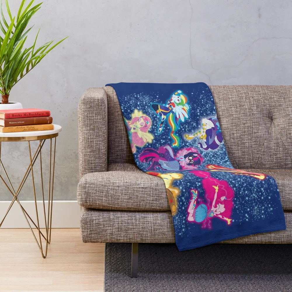Enchanted Equestria Girls Plush Blanket featuring Twilight Sparkle, Pinkie Pie, and other popular characters