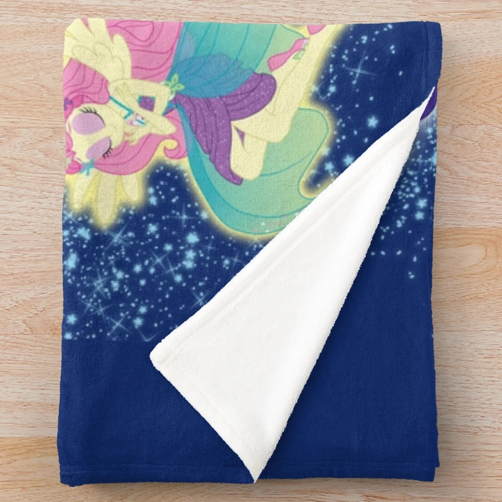 Enchanted Equestria Girls Plush Blanket featuring Twilight Sparkle, Pinkie Pie, and other popular characters