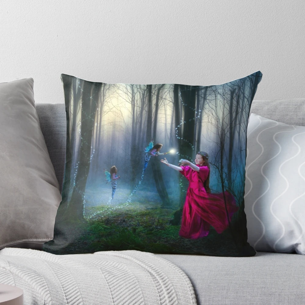 A soft, green and whimsical pillow featuring a belief in fairies design, perfect for a magical home decor.