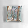 Enchanting moon gazing hare pillow with woodland and full moon motifs