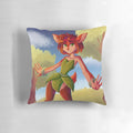 Plush pillow featuring a whimsical illustration of a mystical forest scene with magical creatures.