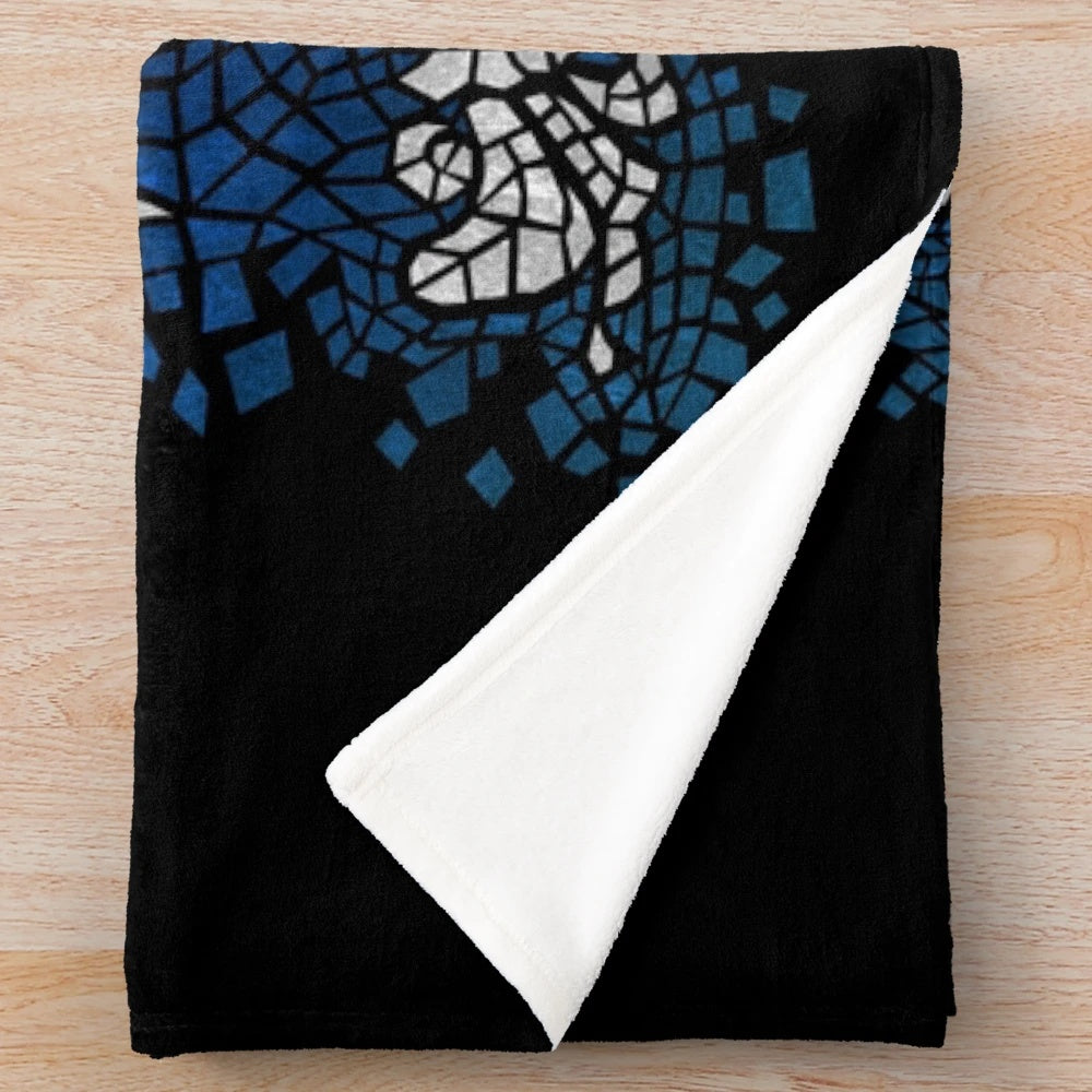 Grey plush blanket with fantasy griffin design