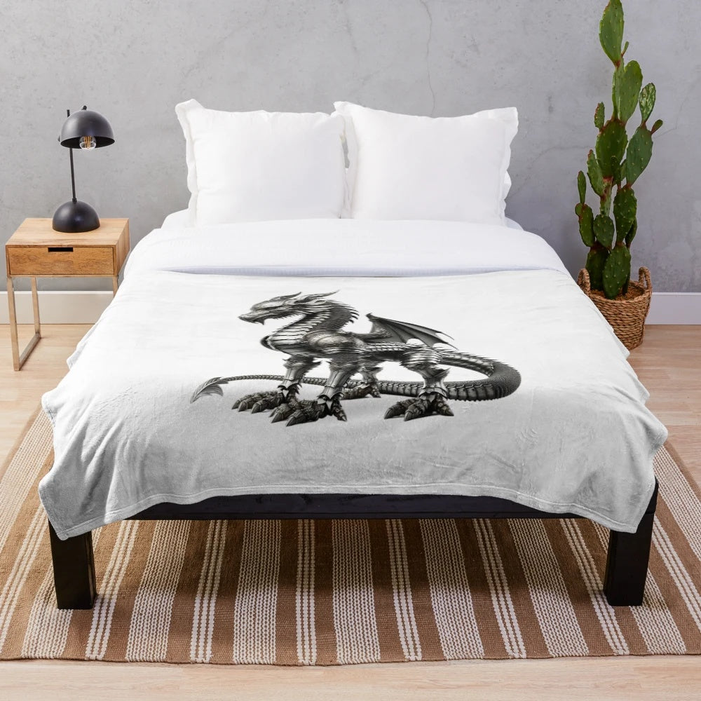 Enchanted Knight Dragon Plush Blanket