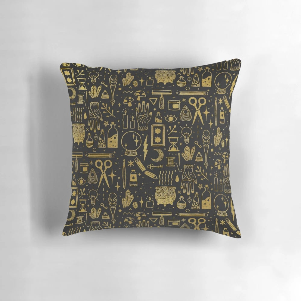 Decorative throw pillow with mystical design for cozy, magical ambiance