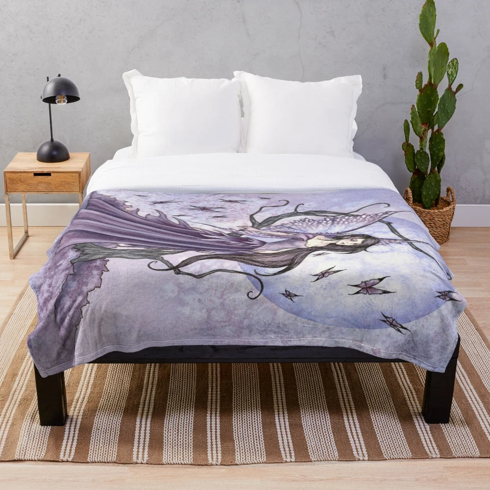 Enchanted plush blanket with fairy tale fantasy design