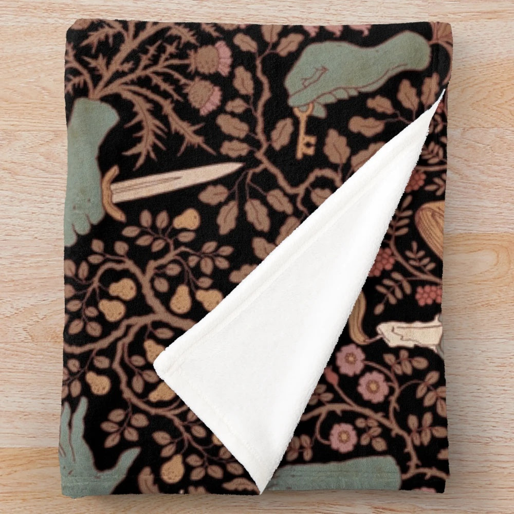 Plush blanket with an enchanted hand pattern design