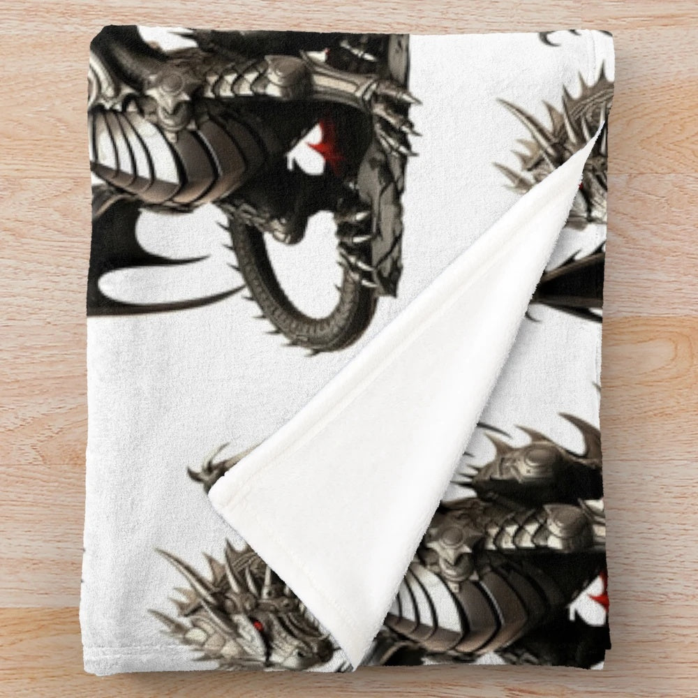 Fantasy plush blanket featuring armored knight and dragon