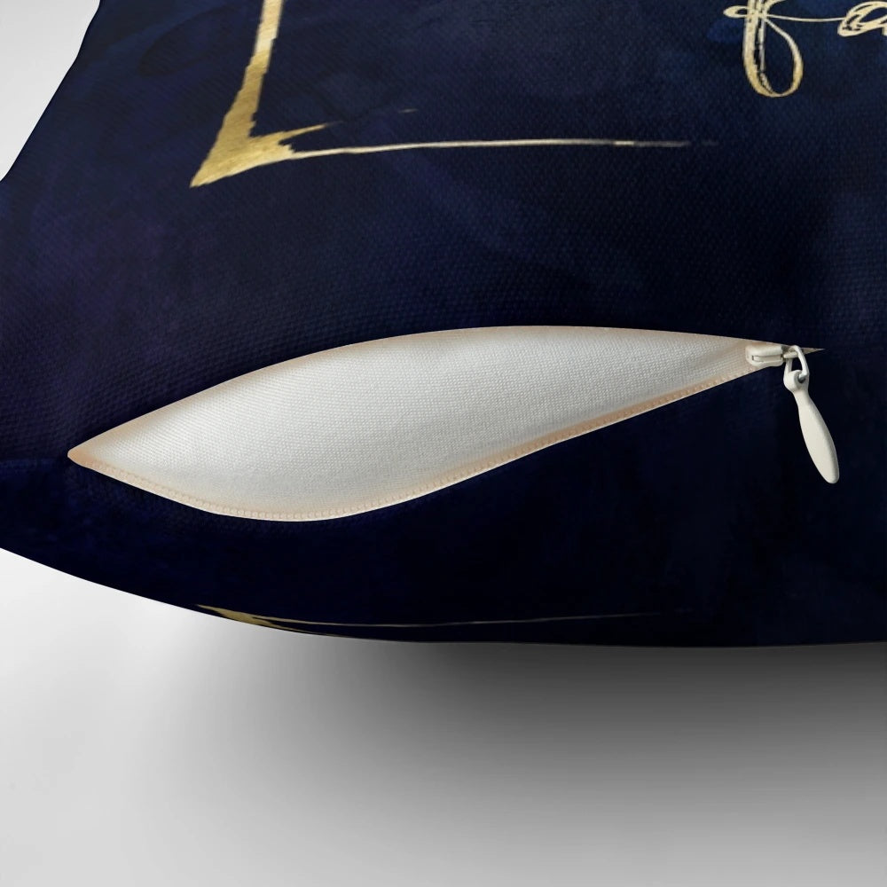 Decorative throw pillow featuring an enchanted rose illustration and quote from the Beauty and the Beast fairy tale.