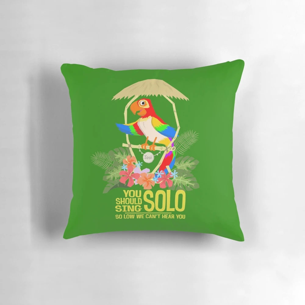 Tiki Room Sing Solo Pillow featuring tropical birds and flowers