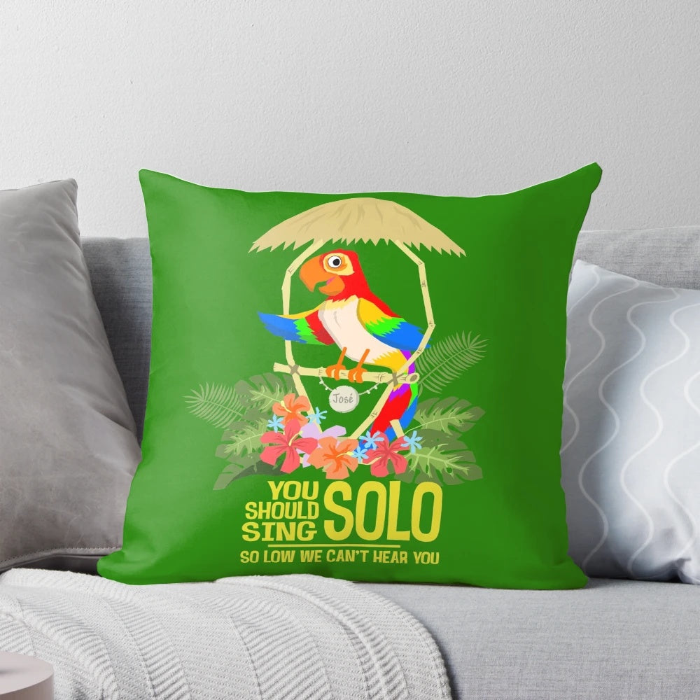 Tiki Room Sing Solo Pillow featuring tropical birds and flowers