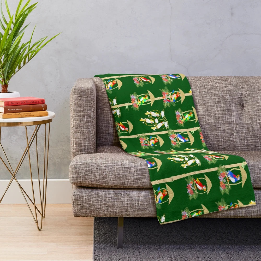 Tropical plush blanket featuring tiki room birds