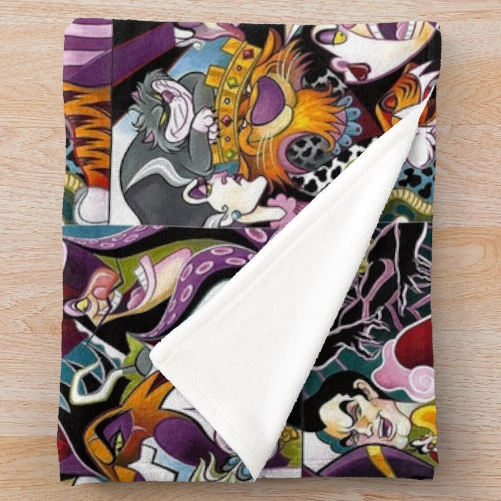 Villains plush blanket featuring enchanted fairytale characters