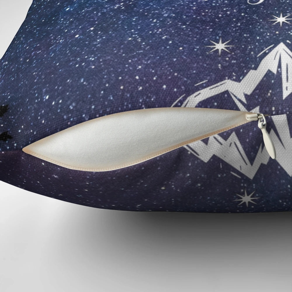 A decorative throw pillow featuring a quote from the popular fantasy book "A Court of Mist and Fury" by Sarah J. Maas.