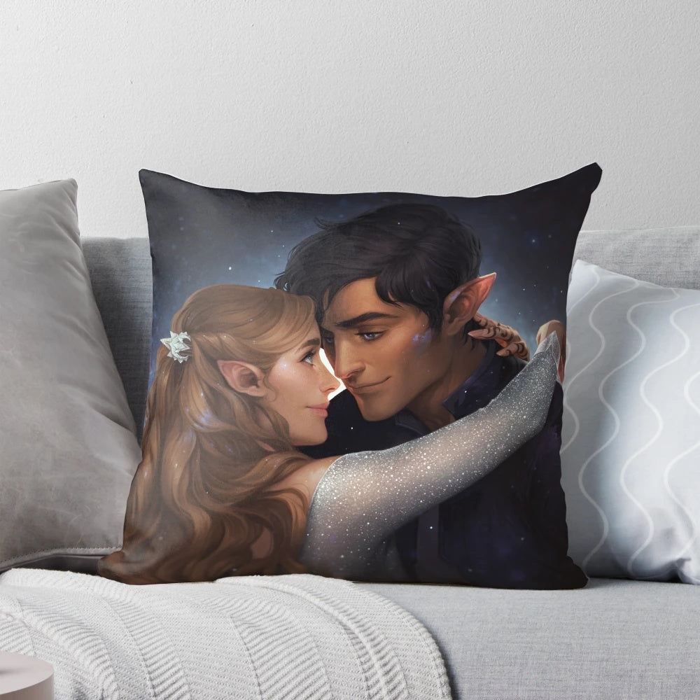 Starfall Pillow featuring characters from the A Court of Thorns and Roses book series by Sarah J. Maas
